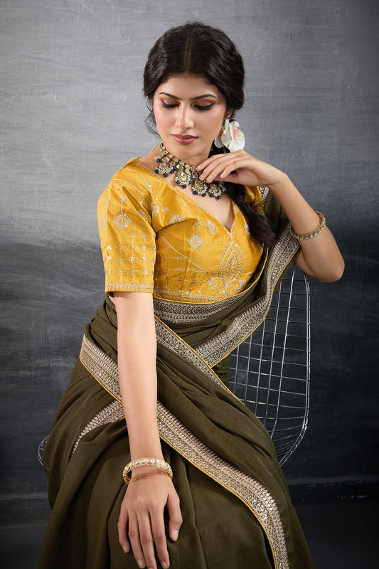 Mehendi Green Embroidered Georgette Saree-SAR10604_2_SareeButa.com