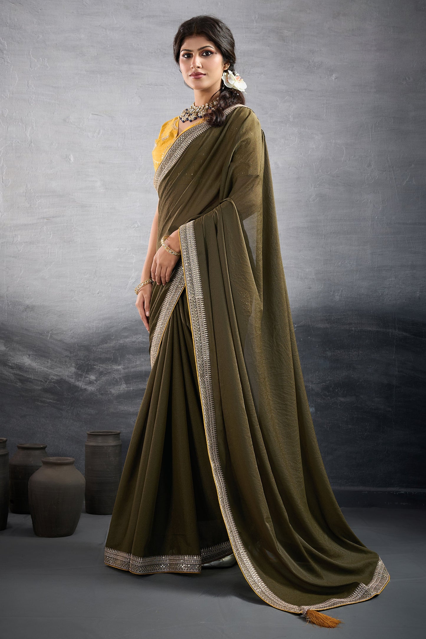 Mehendi Green Embroidered Georgette Saree-SAR10604_4_SareeButa.com