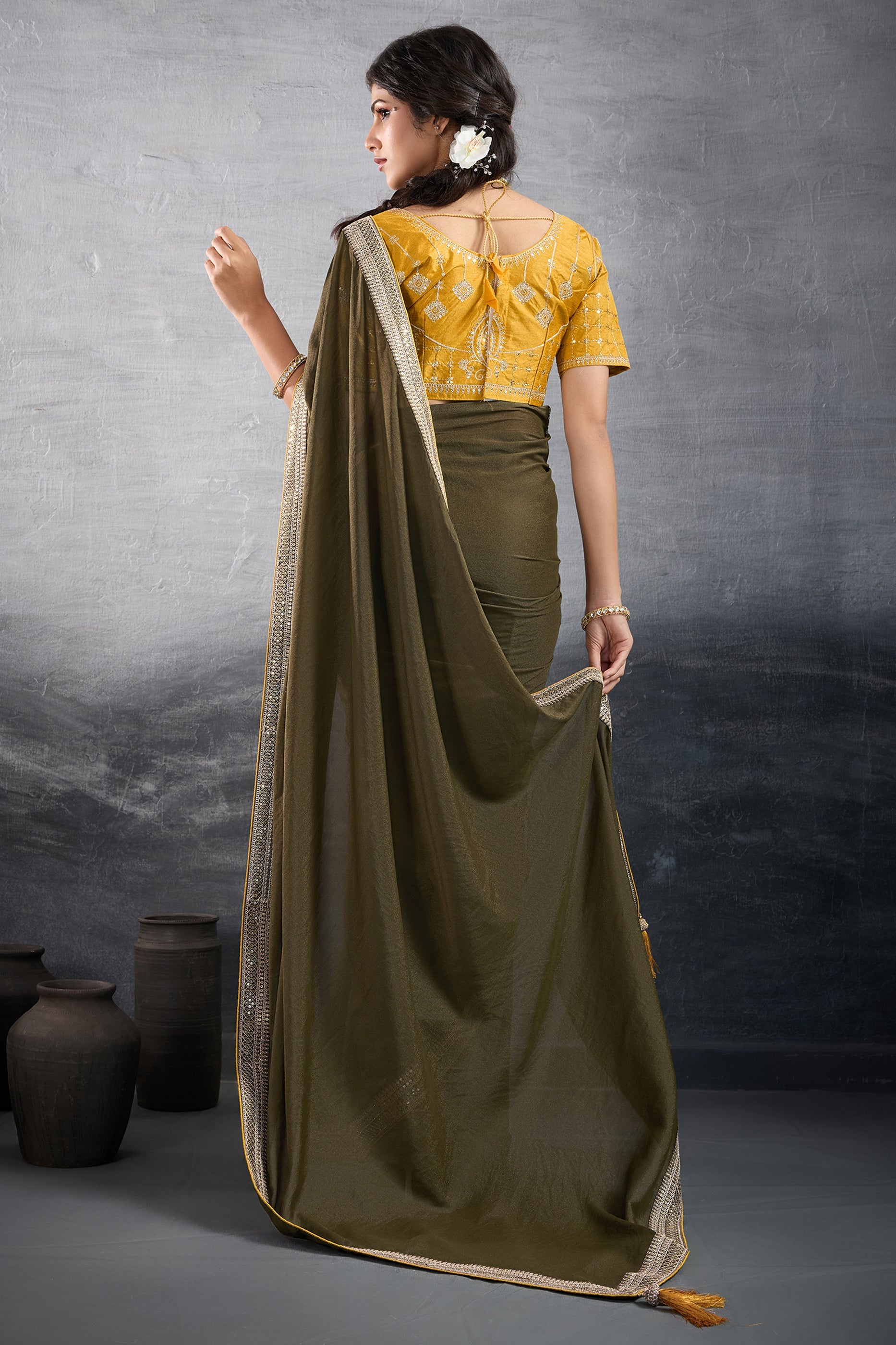 Mehendi Green Embroidered Georgette Saree-SAR10604_5_SareeButa.com