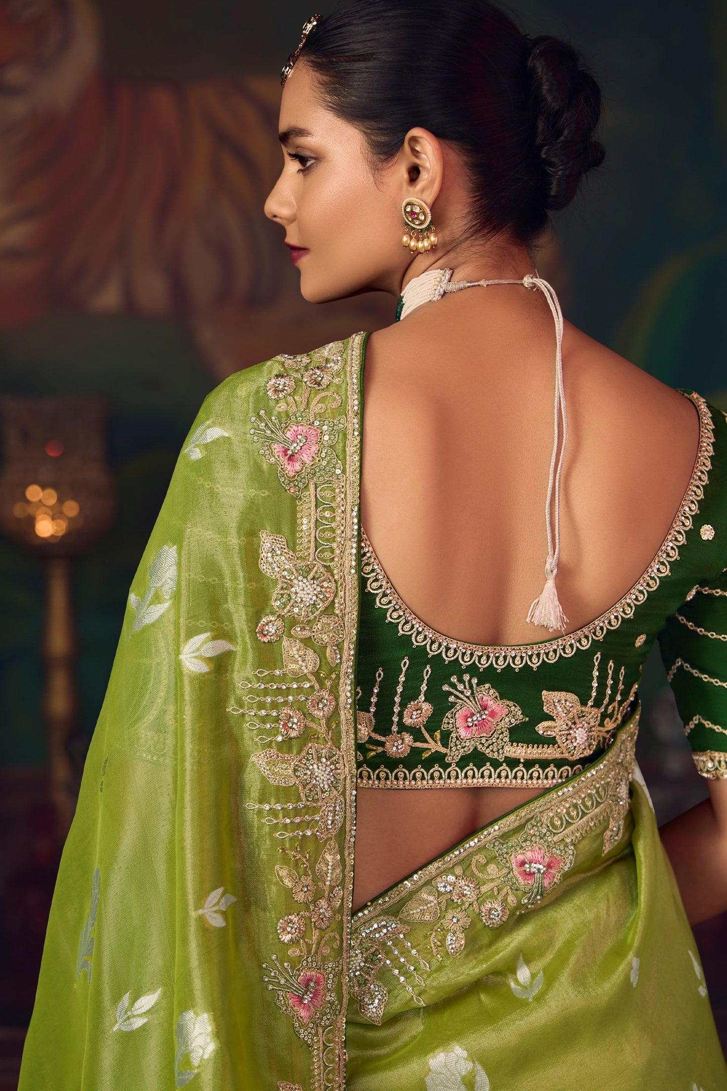 Mehendi Green Heavy Work Silk Saree-SAR10987_4_SareeButa.com
