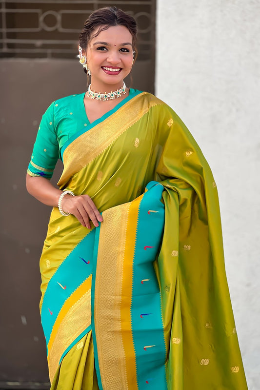 Mehendi Green Paithani Saree-ZB134845_2_SareeButa.com