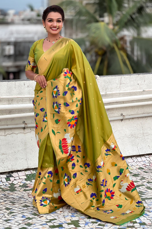 Mehendi Green Paithani Saree-ZB134866_1_SareeButa.com