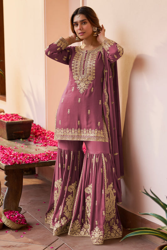 Merlot Wine Readymade Chinon Sharara Suit-SAR12120_1_SareeButa.com