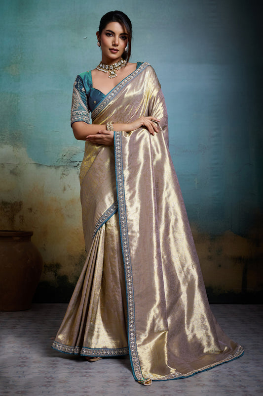 Metalic Grey Woven Tissue Banarasi Saree-SAR12819_1_SareeButa.com