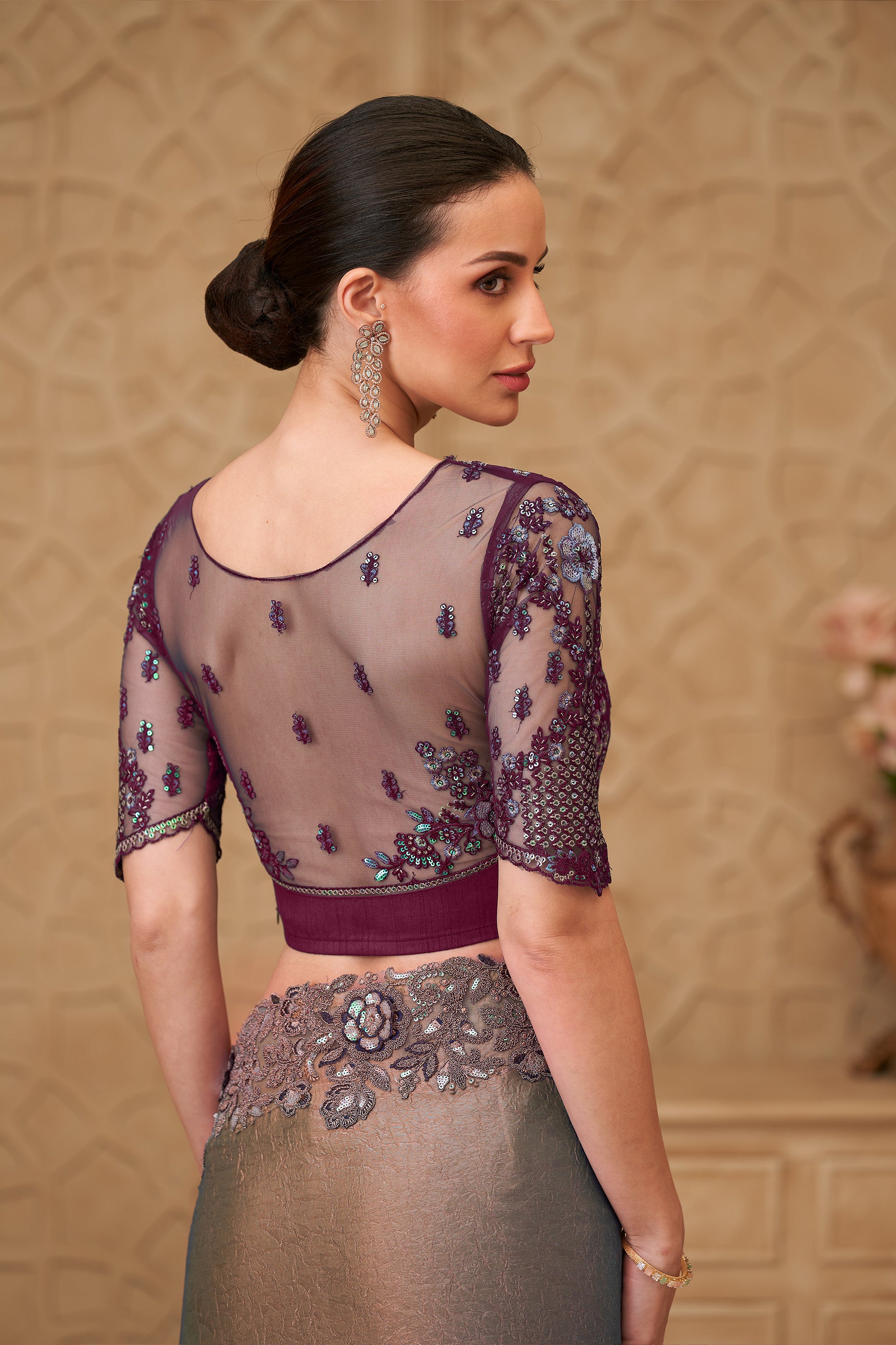 Metallic Taupe Embroidered Crush Satin Georgette Saree-SAR12459_4_SareeButa.com