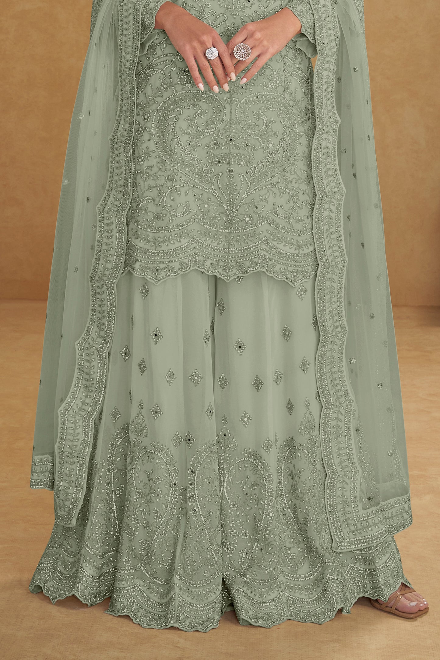 Mint Green Readymade Embroidered Net Suit-SAR13209_4_SareeButa.com