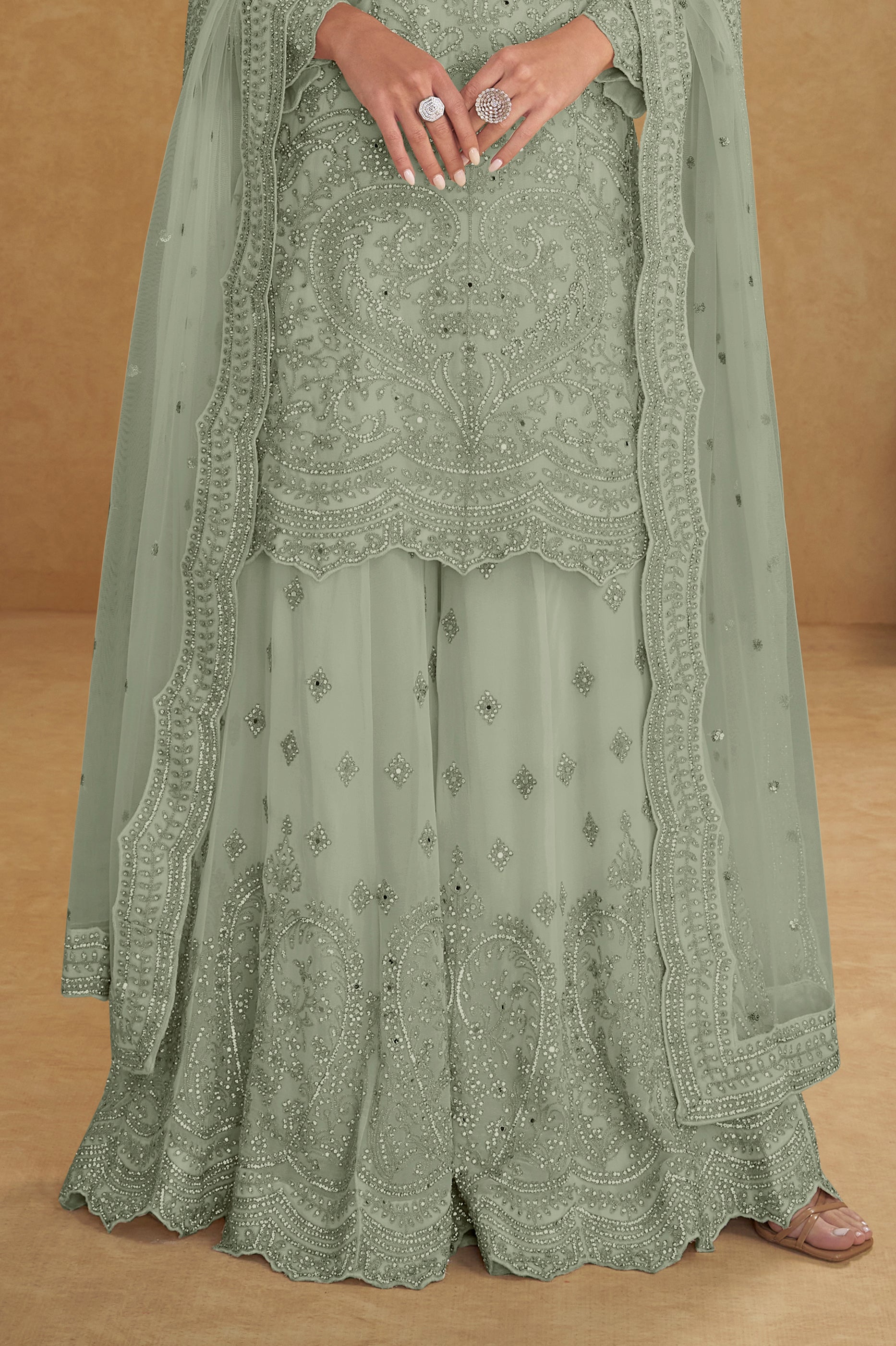 Mint Green Readymade Embroidered Net Suit-SAR13209_4_SareeButa.com