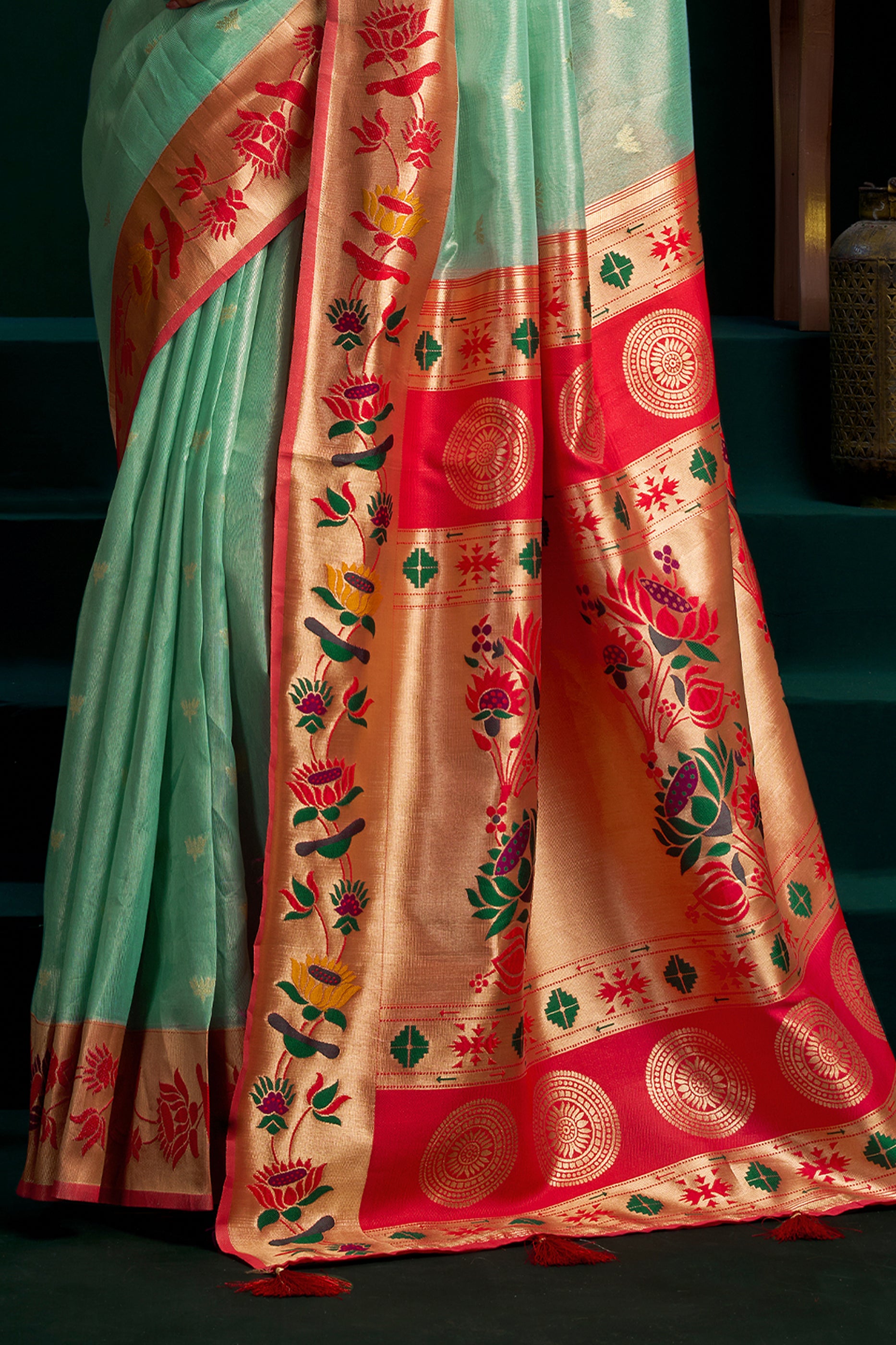 Mint Green Tissue Paithani Saree-SAR12697_4_SareeButa.com