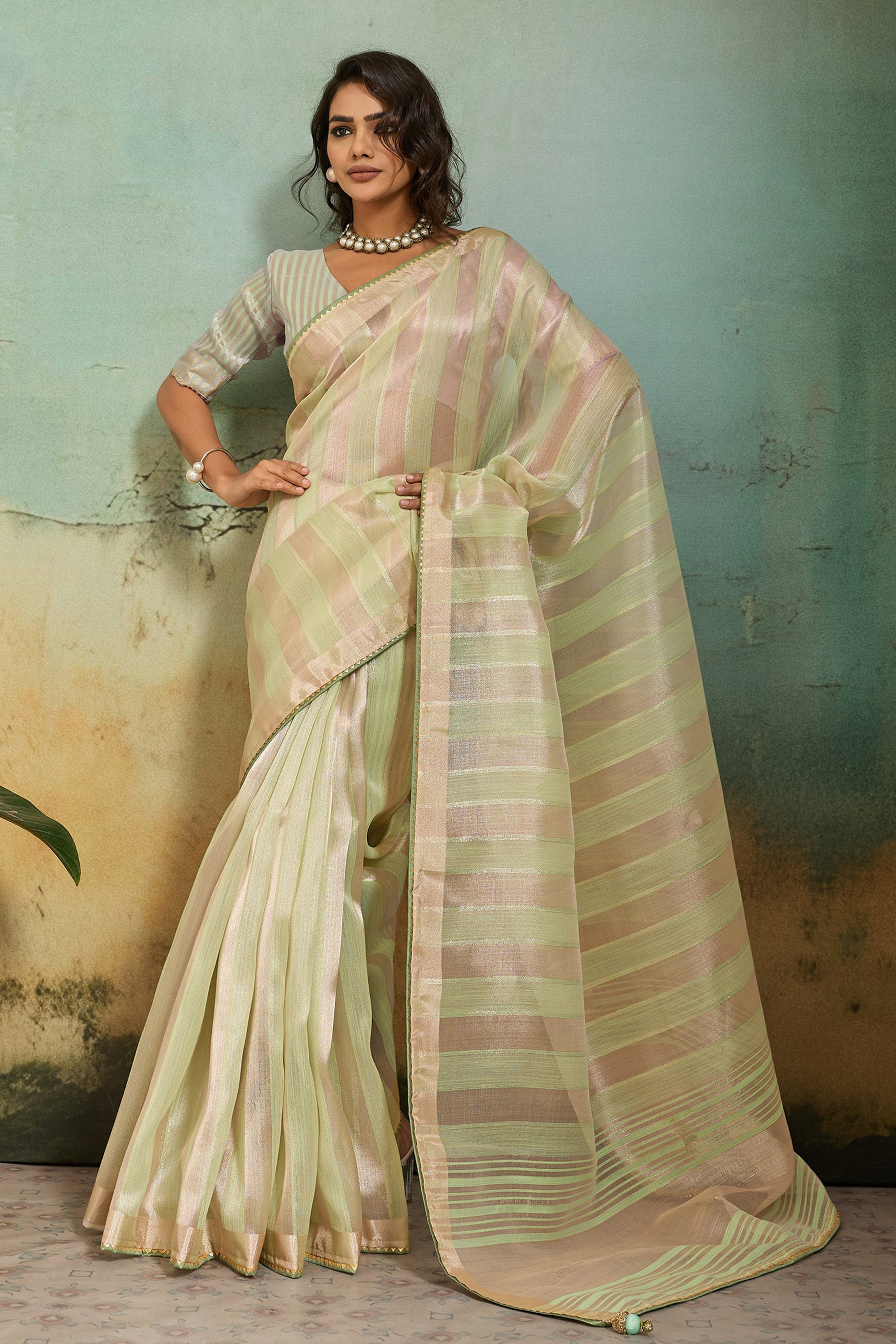 Mint Green Woven Cotton Silk Saree-SAR12569_1_SareeButa.com