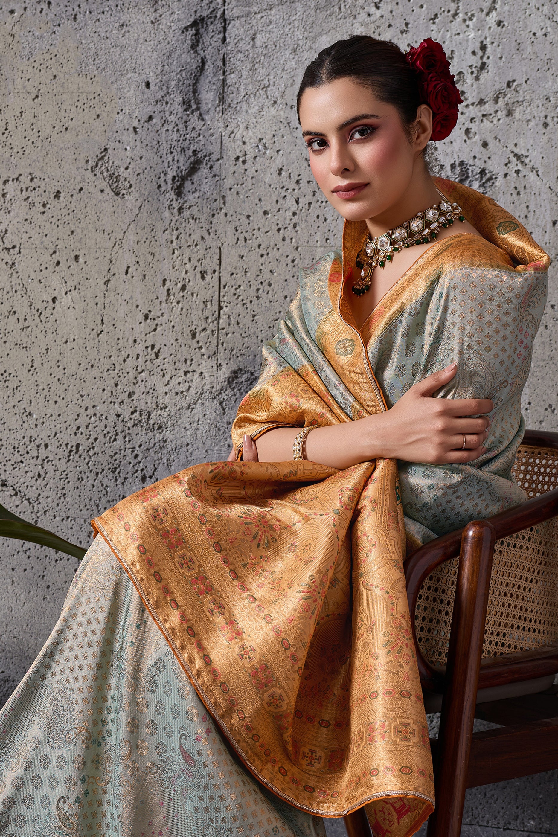 Mint Green Woven Kanjivaram Silk Saree-SAR12557_2_SareeButa.com