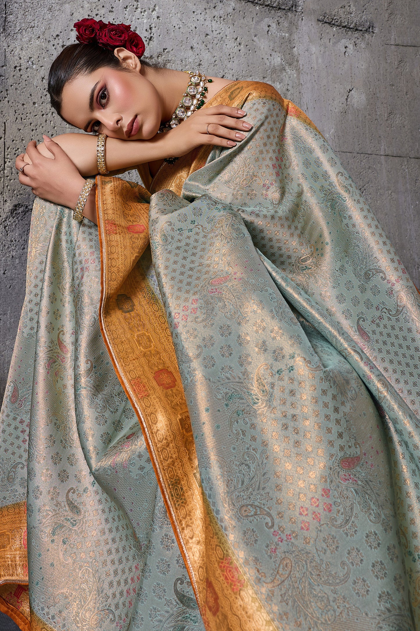 Mint Green Woven Kanjivaram Silk Saree-SAR12557_4_SareeButa.com