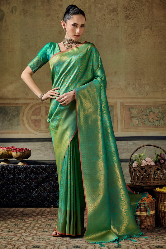 Mint Green Woven Silk Saree-SAR12915_1_SareeButa.com