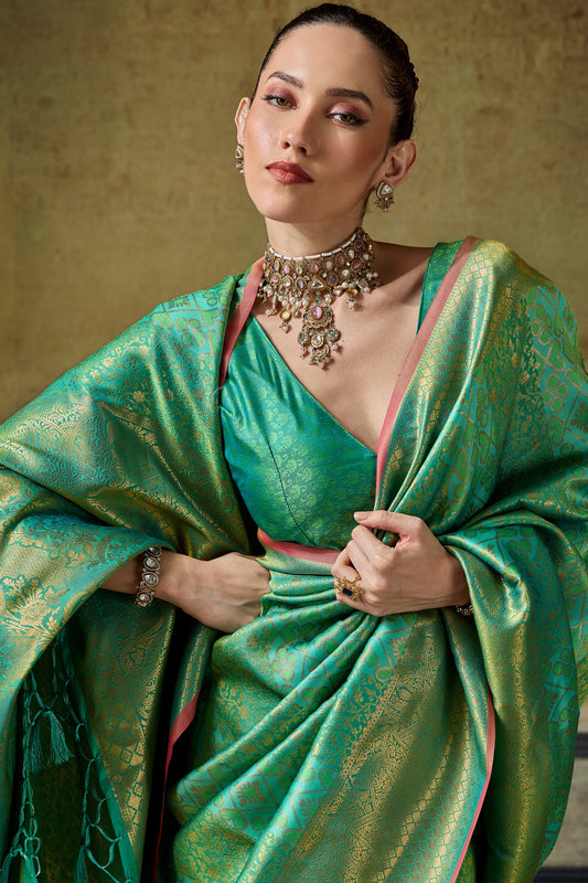 Mint Green Woven Silk Saree-SAR12915_2_SareeButa.com