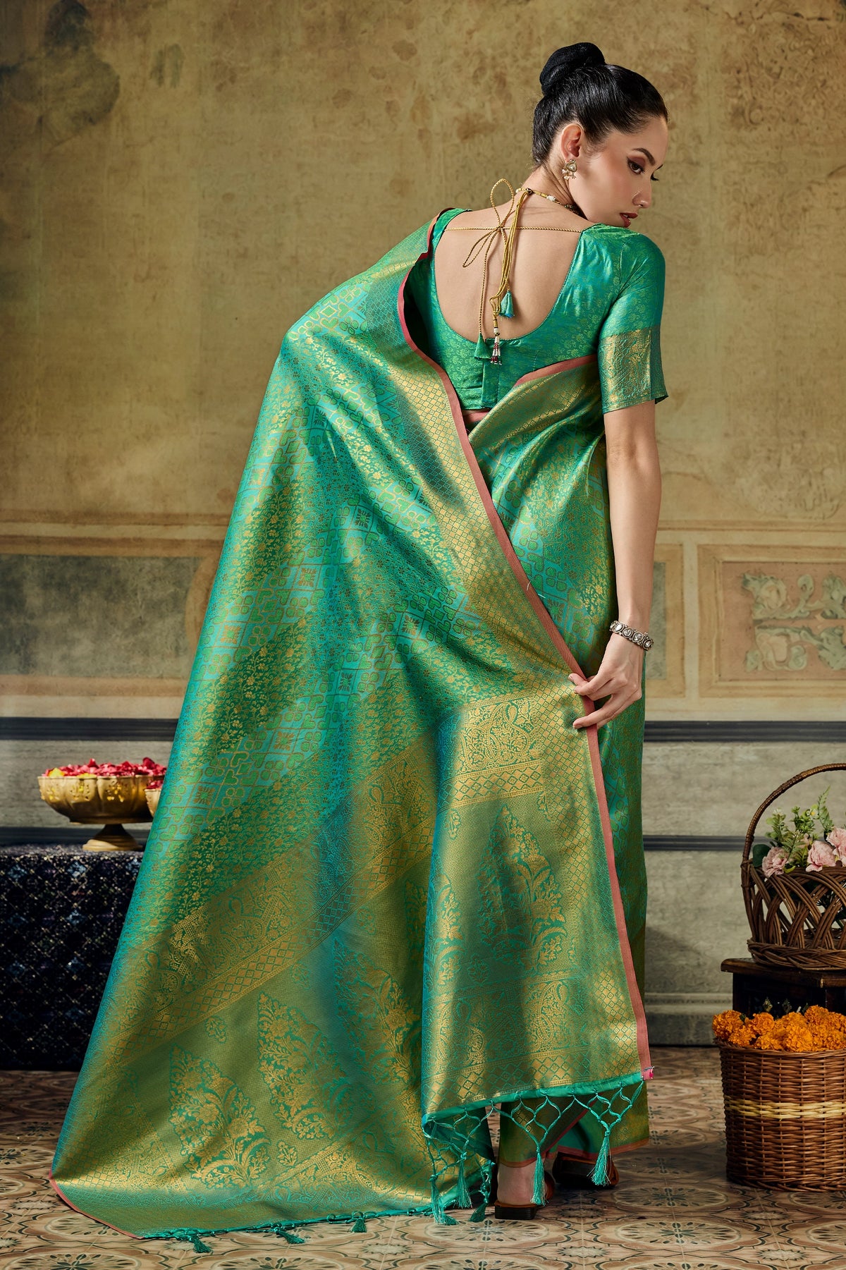 Mint Green Woven Silk Saree-SAR12915_3_SareeButa.com