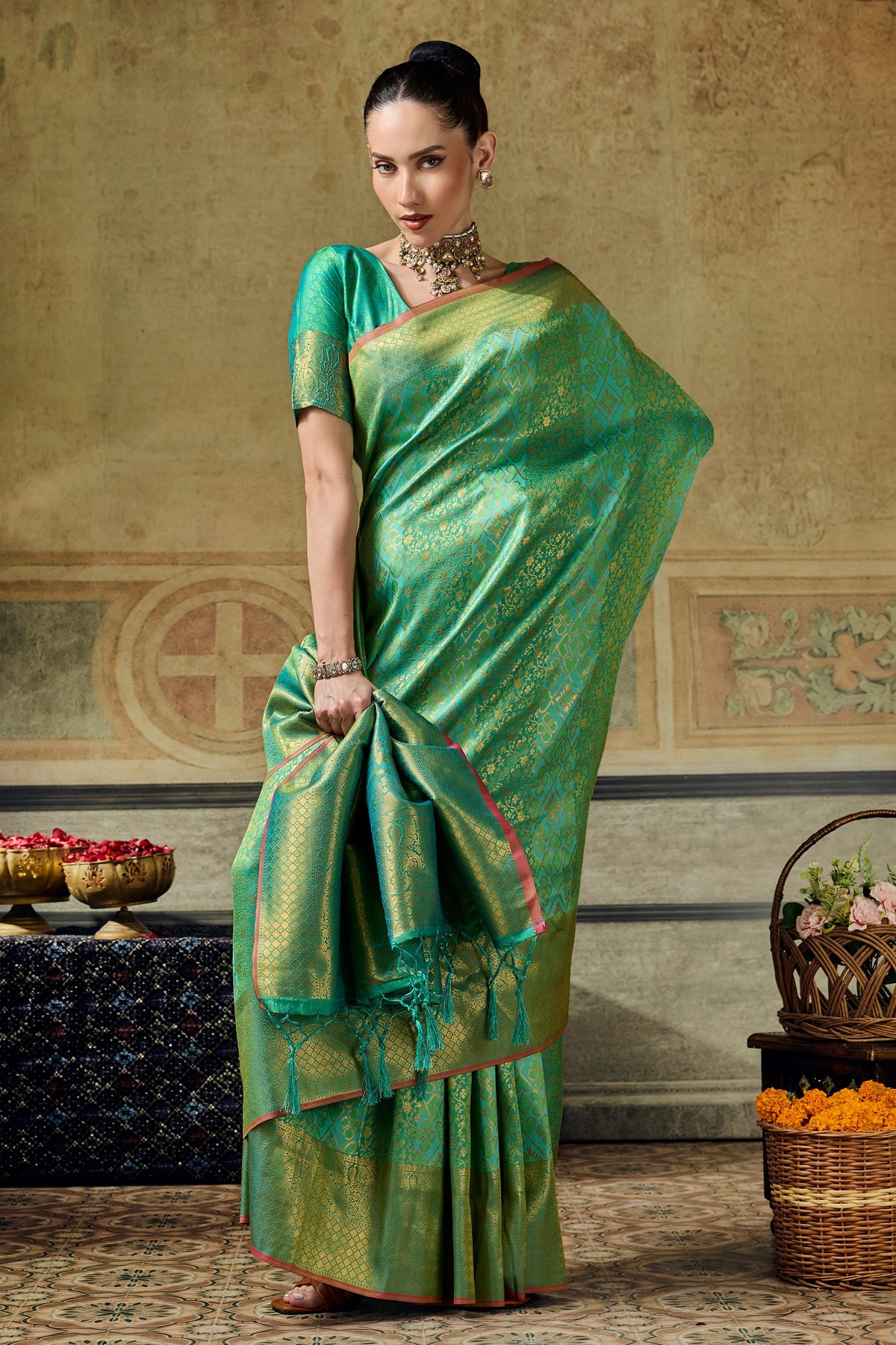 Mint Green Woven Silk Saree-SAR12915_4_SareeButa.com