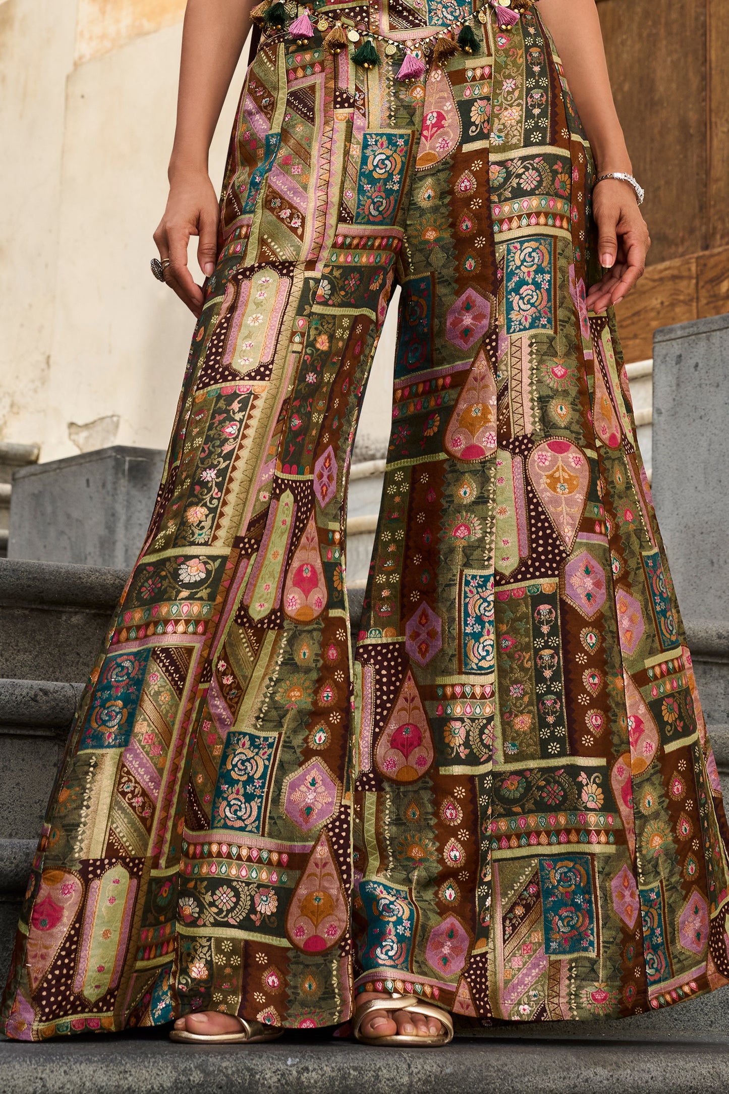 Multi Green Readymade Viscose Palazzo Set-SAR13046_5_SareeButa.com