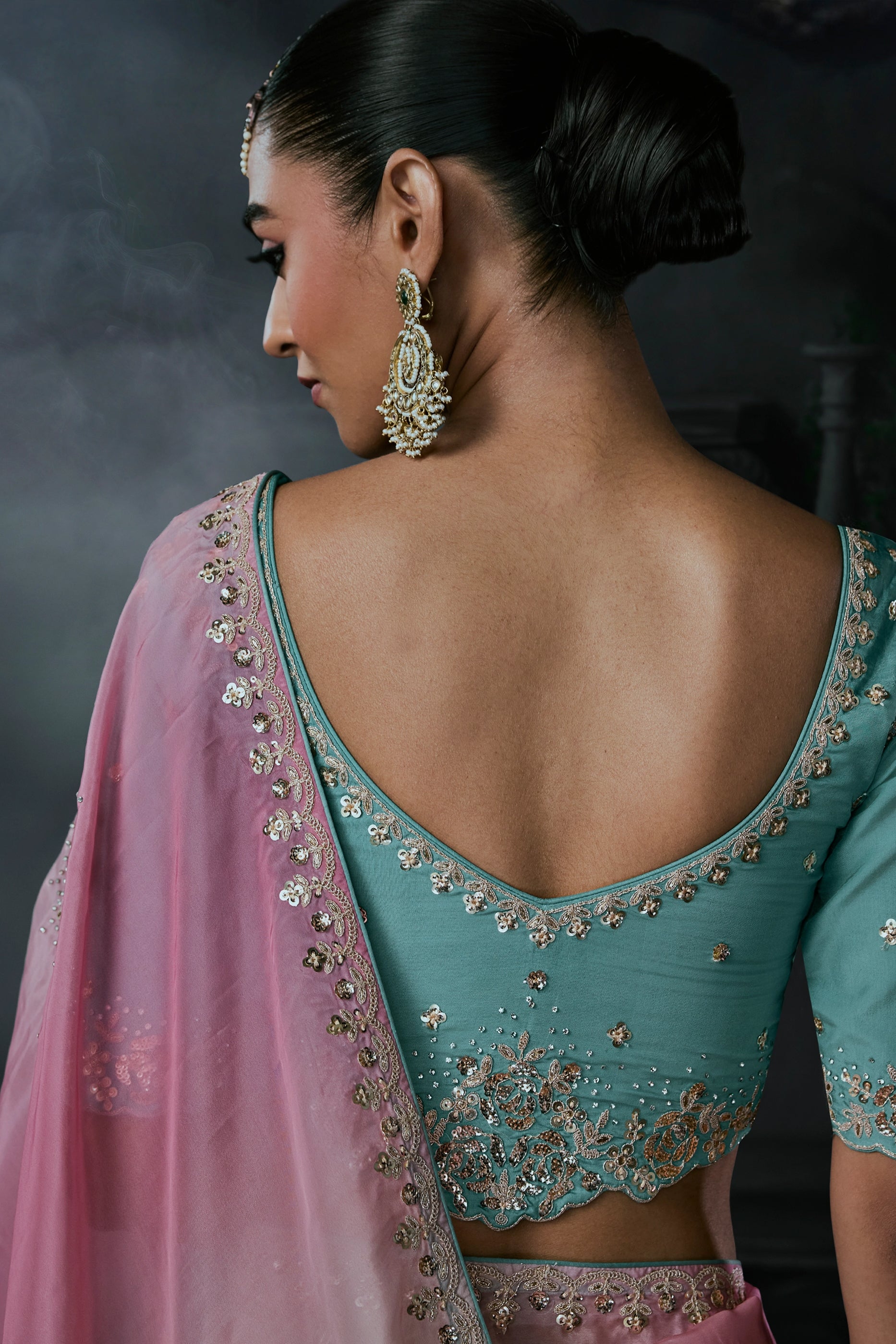 Multi Grey Embroidered Tissue Organza Saree-SAR13105_5_SareeButa.com