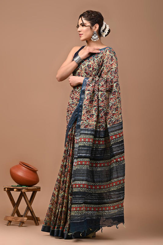 multi-handblock-print-cotton-linen-saree-zb132555_2_SareeButa.com