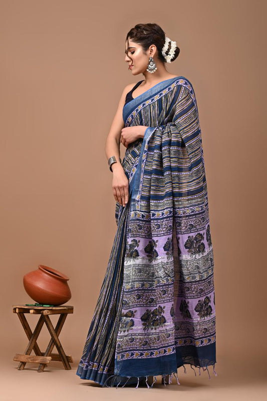 multi-handblock-print-cotton-linen-saree-zb132560_1_SareeButa.com