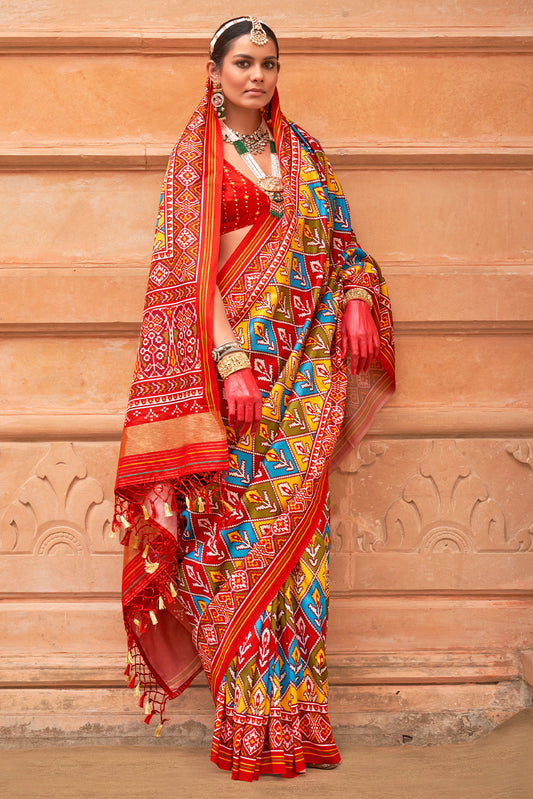 Multi Printed Patola Silk Saree