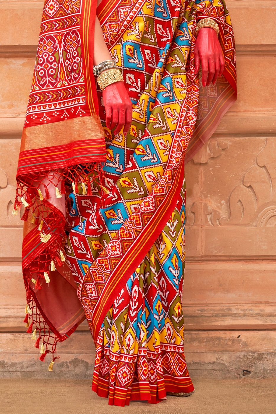 Multi Printed Patola Silk Saree-ZB133618_4_SareeButa.com