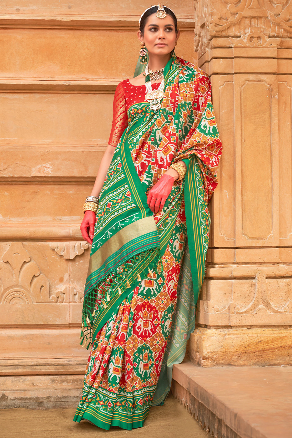 Multi Printed Patola Silk Saree-ZB133622_1_SareeButa.com