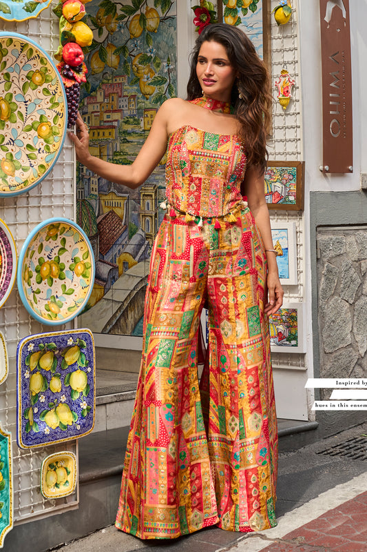 Multi Yellow Readymade Viscose Palazzo Set-SAR13044_1_SareeButa.com