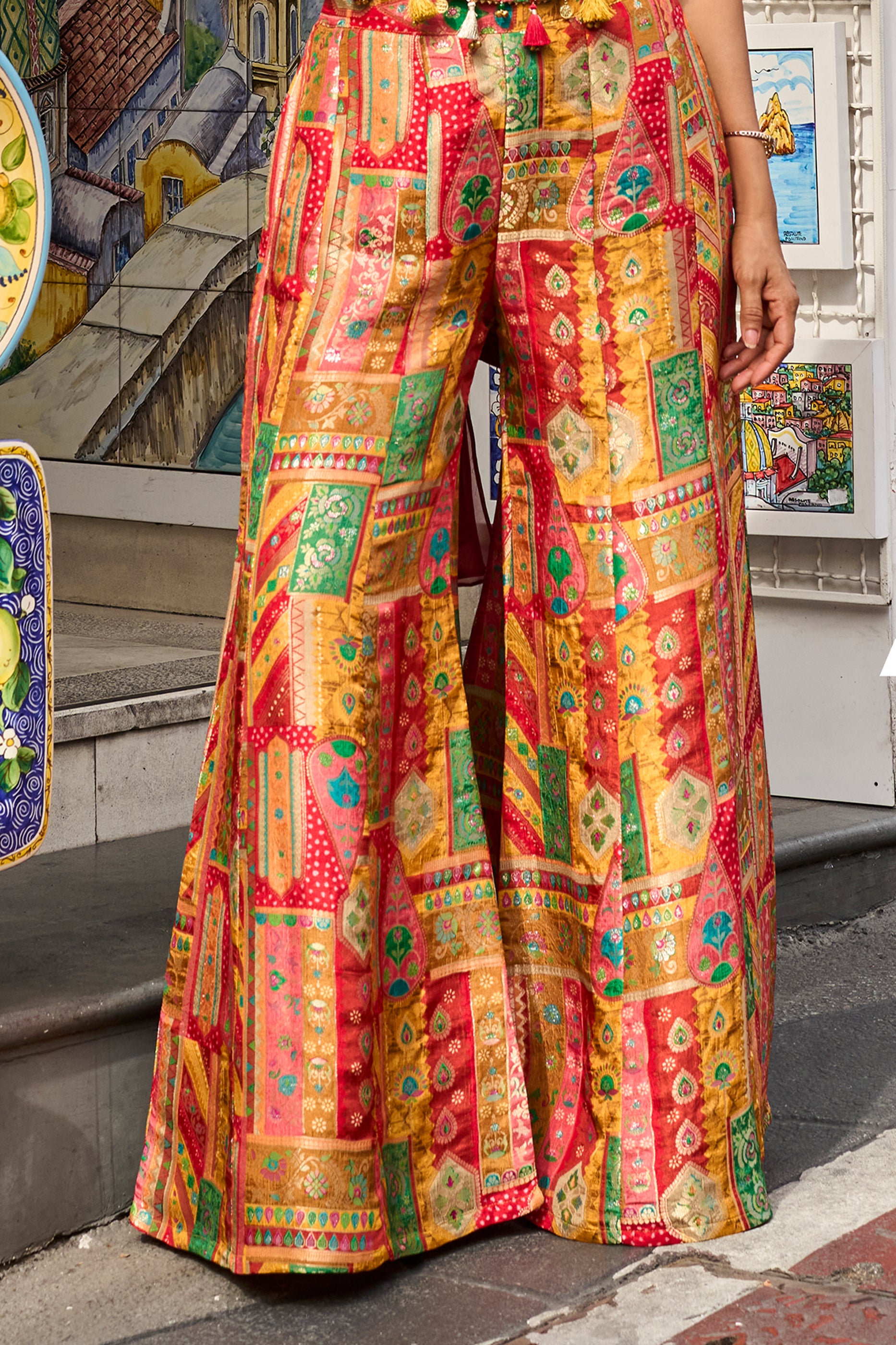 Multi Yellow Readymade Viscose Palazzo Set-SAR13044_4_SareeButa.com