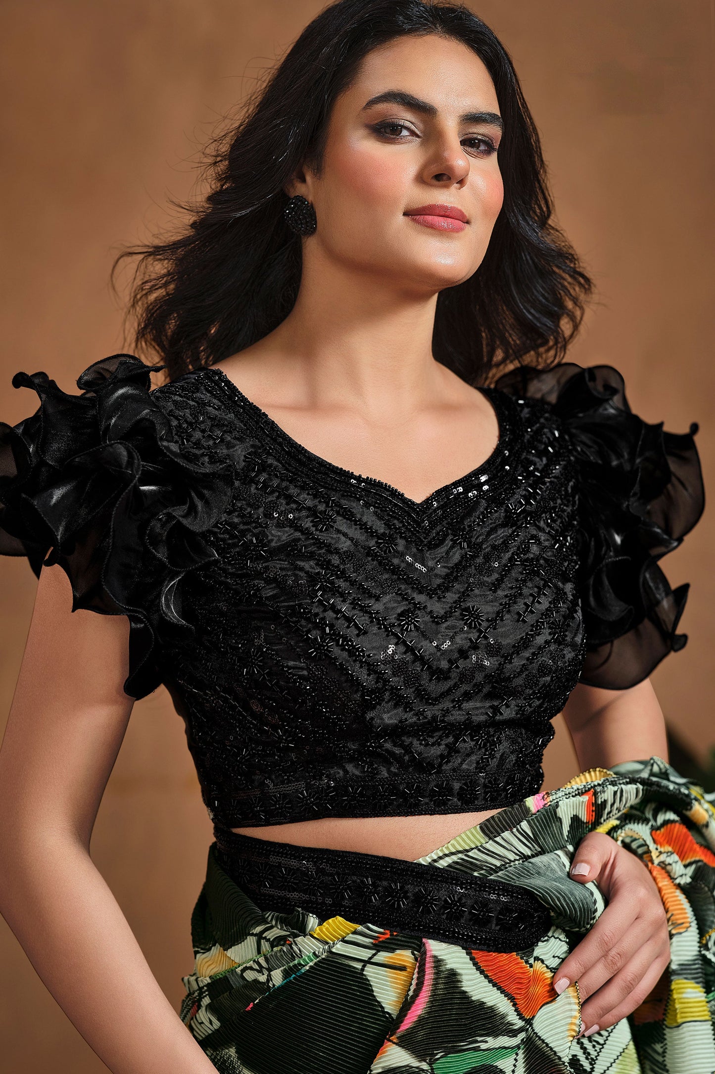 Multicolor Perma Pleated Readymade Saree-ZB133916_3_SareeButa.com