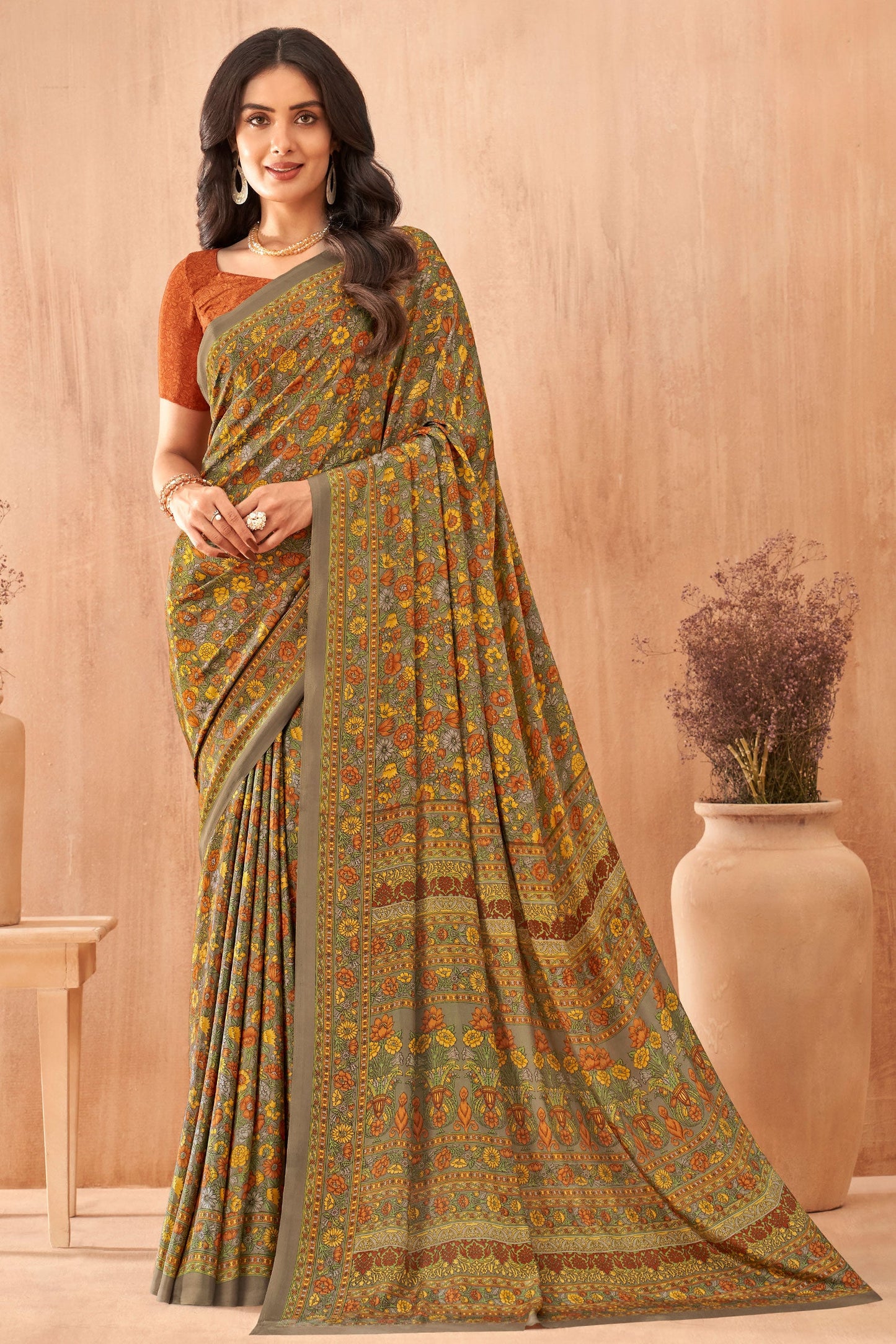 Multicolor Printed Crepe Saree-ZB131868_1