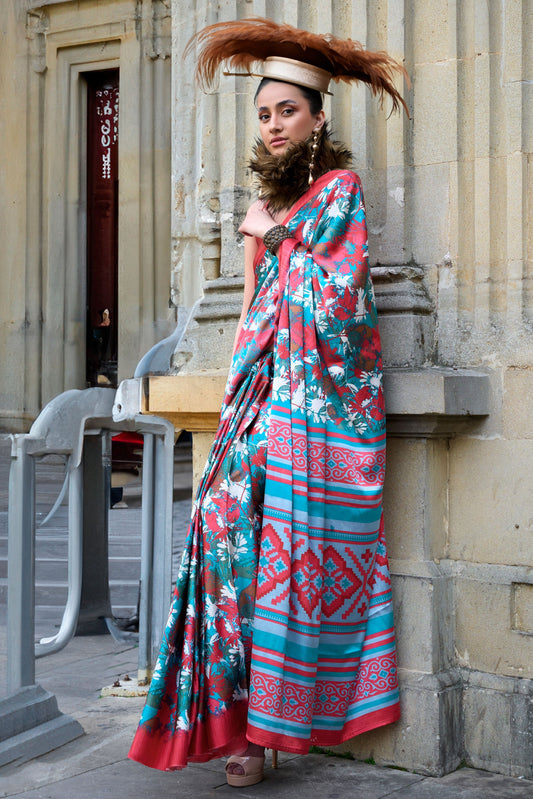 Multicolor Printed Crepe Saree-ZB132990_1