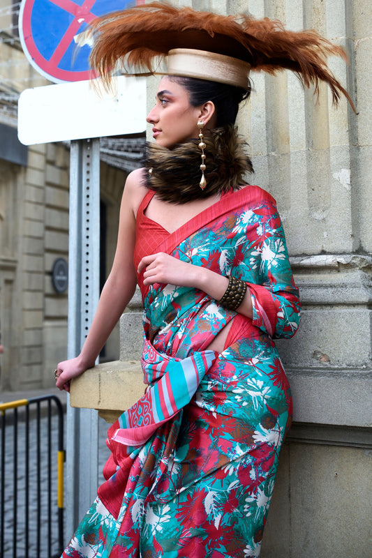 Multicolor Printed Crepe Saree-ZB132990_2