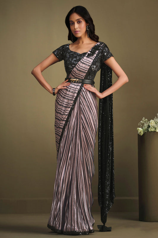 Multicolor Sequined Readymade Saree-ZB133903_1_SareeButa.com