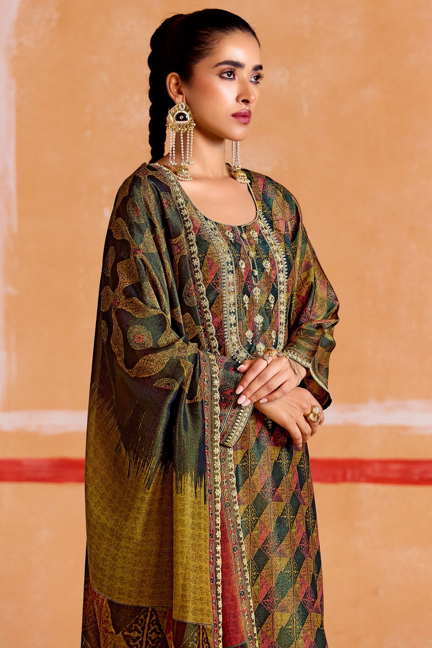 Multicolor Unstitched Embroidered Muslin Suit-SS202_4_SareeButa.com