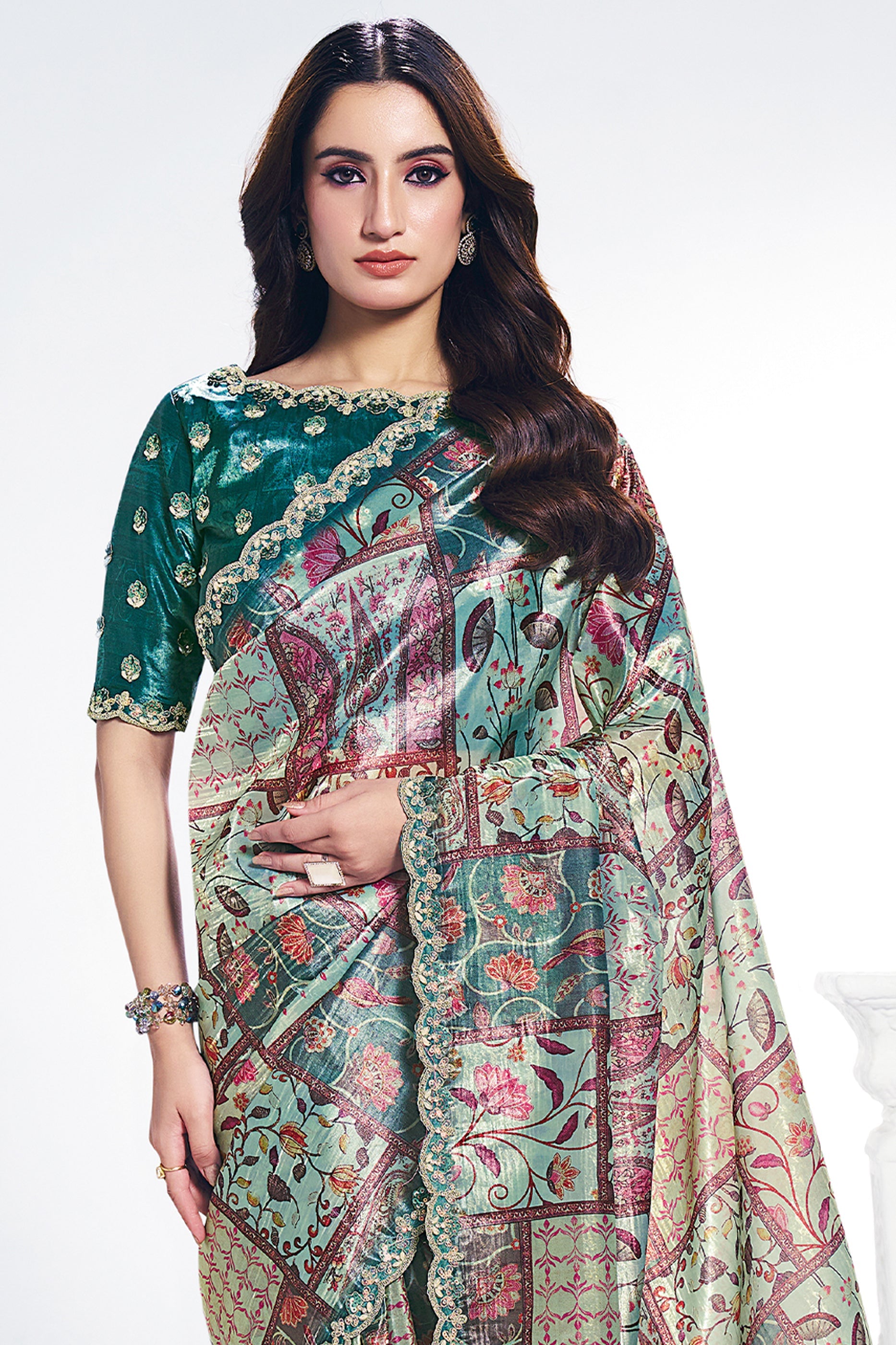 Multicolor Digital Printed Paper Silk Saree-SAR10270_3_SareeButa.com