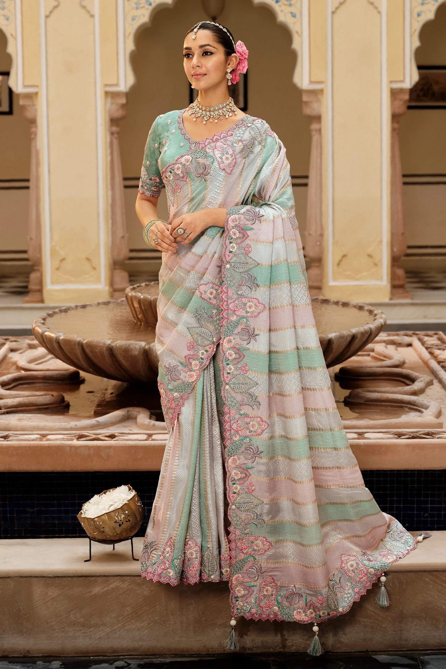 Multicolor Embroidered Jacquard Viscose Silk Saree-SAR10372_1_SareeButa.com