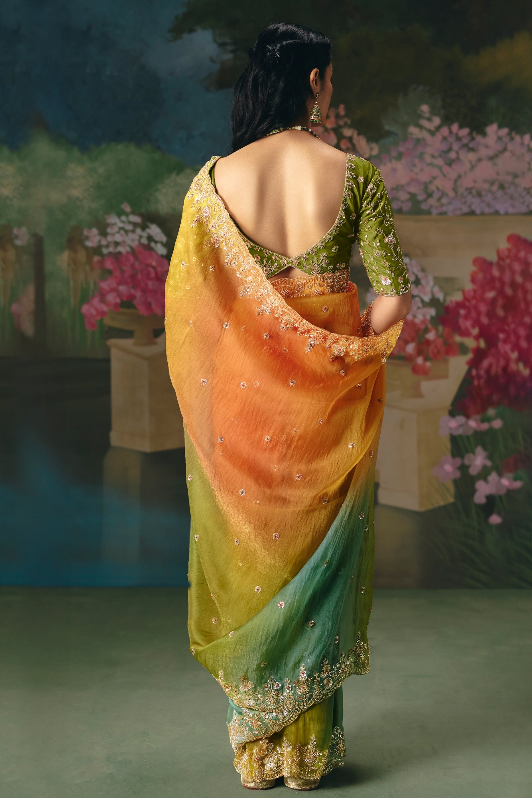 Multicolor Embroidered Organza Saree-SAR12015_4_SareeButa.com