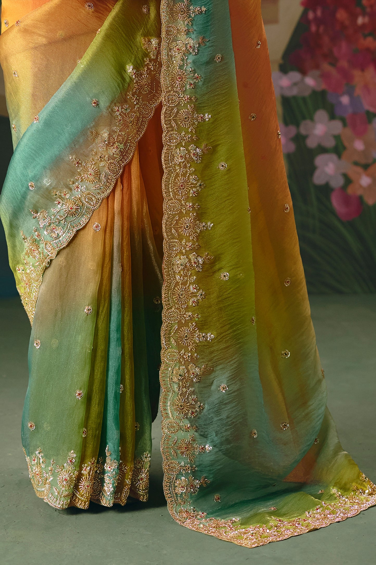 Multicolor Embroidered Organza Saree-SAR12015_5_SareeButa.com
