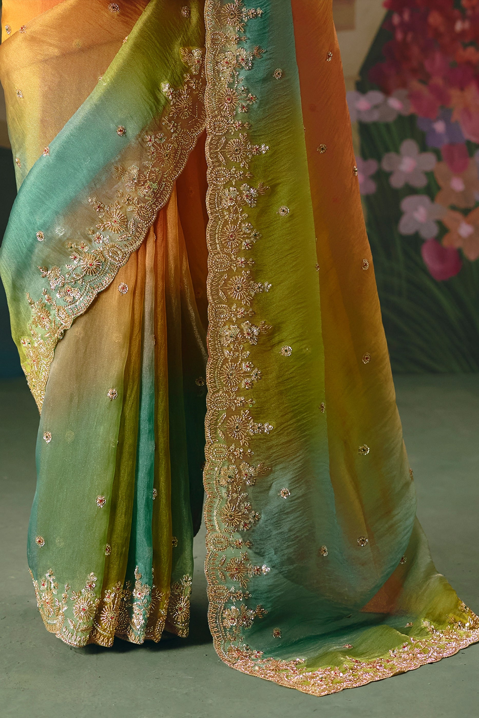 Multicolor Embroidered Organza Saree-SAR12015_5_SareeButa.com