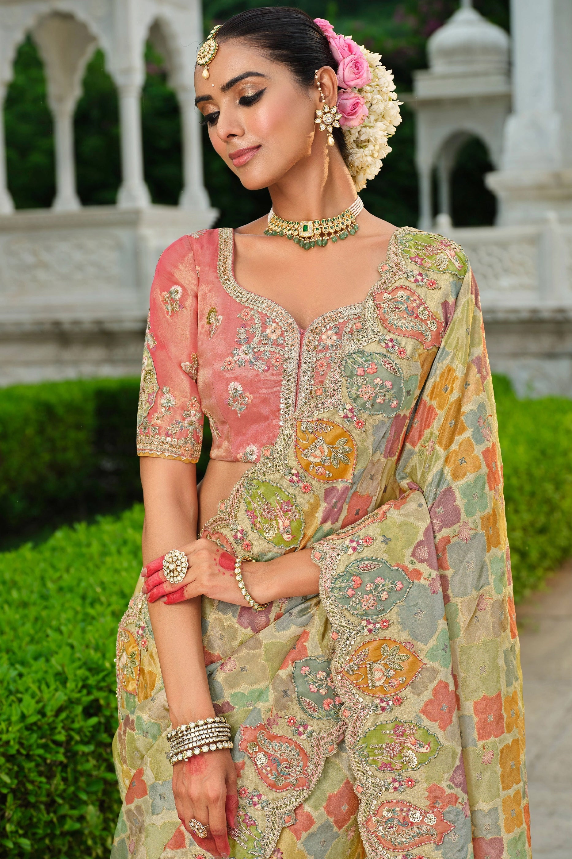 Multicolor Embroidered Silk Saree-SAR11386_2_SareeButa.com