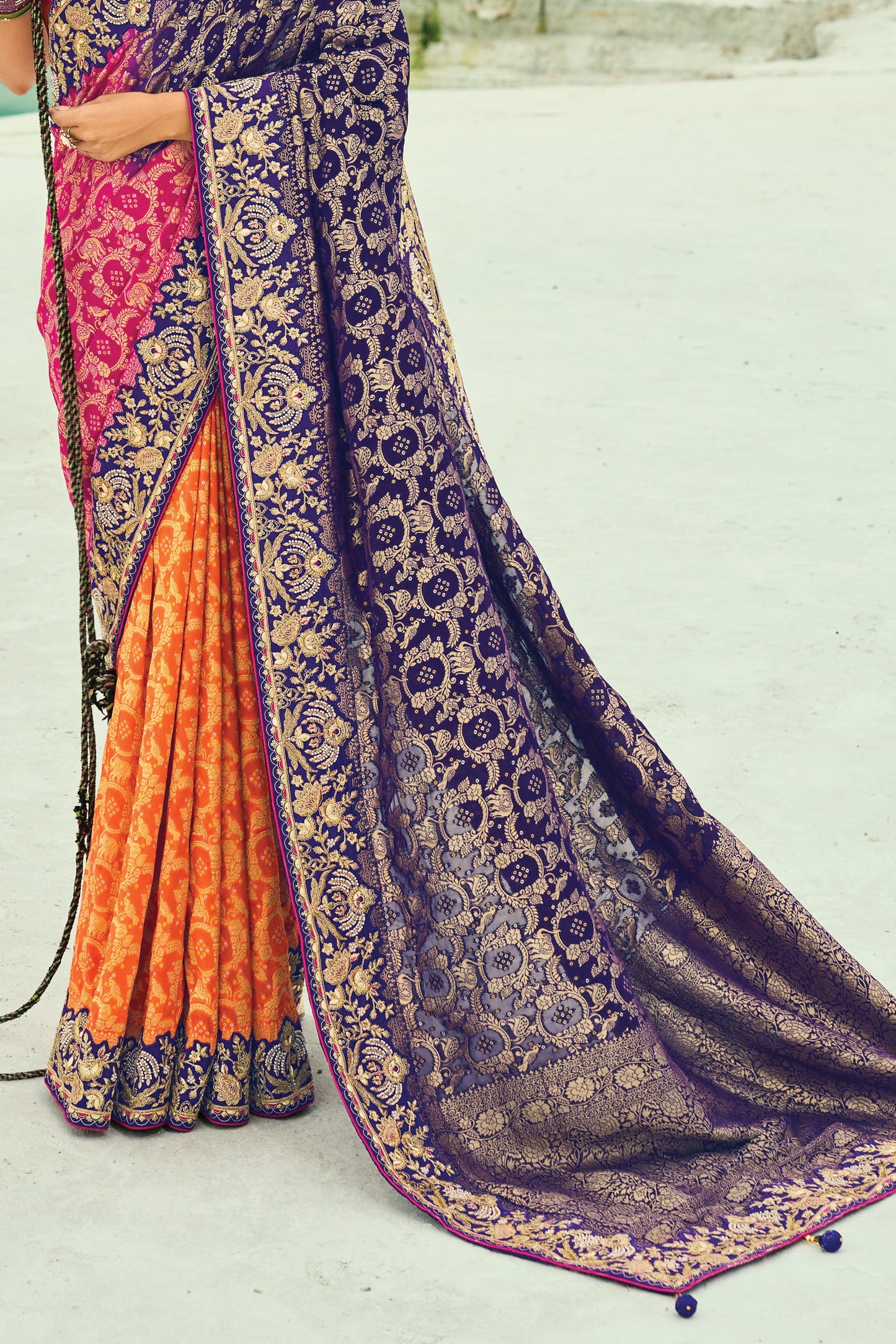 Multicolor Georgette Bandhani Saree-SAR10293_5_SareeButa.com