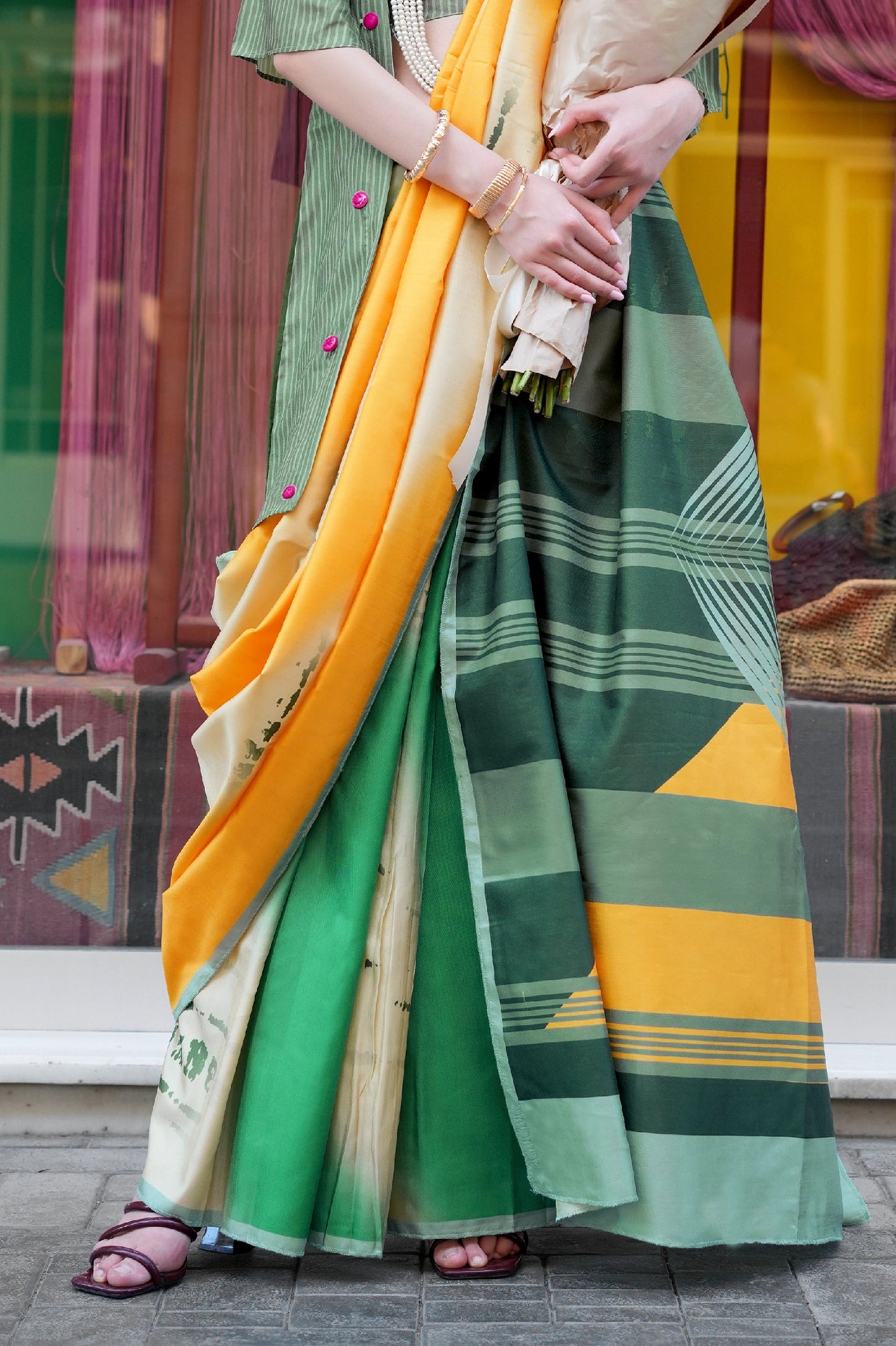 Multicolor Green Printed Silk Saree-SAR11358_4_SareeButa.com