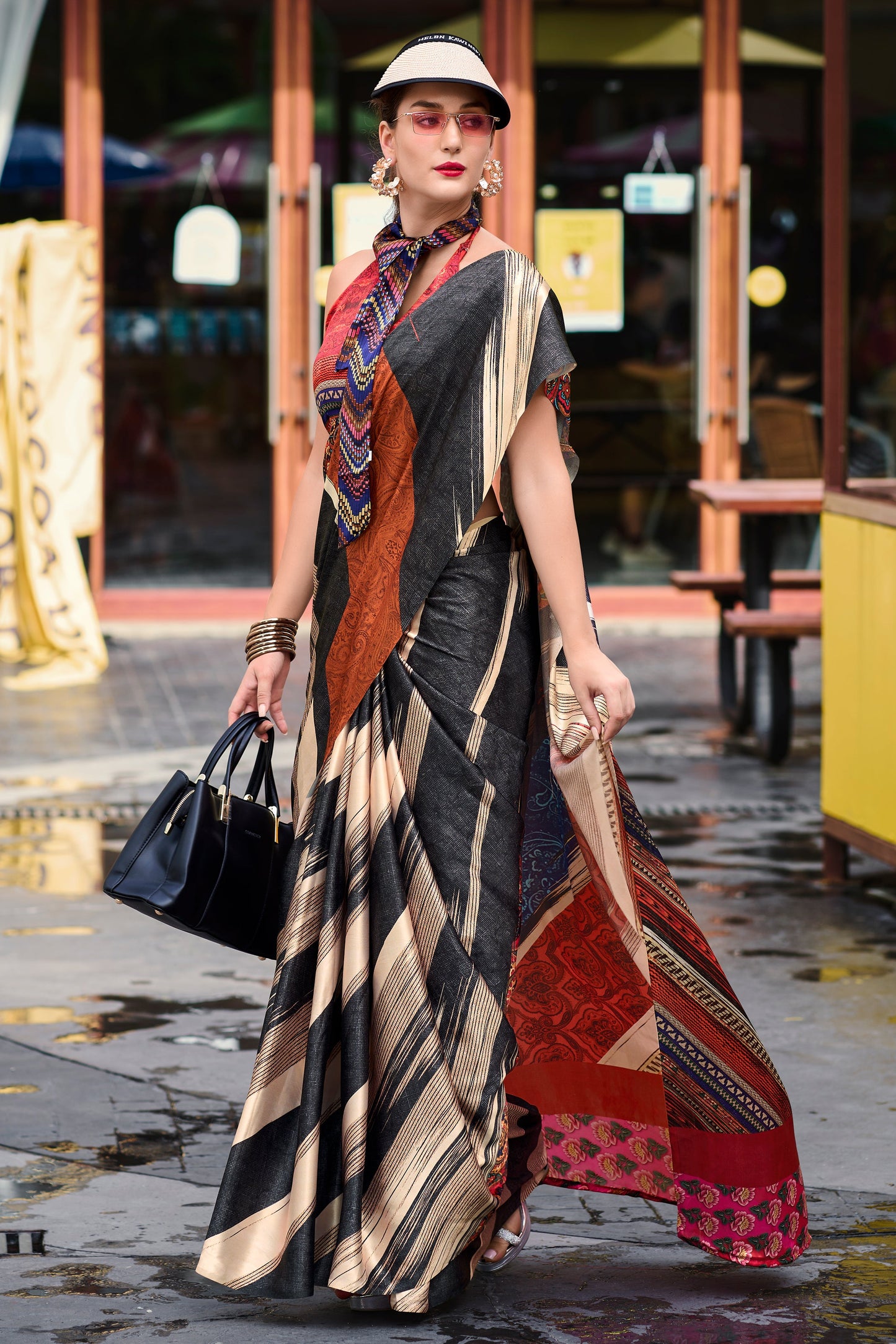Multicolor Printed Satin Crepe Saree-ZB133760_3_SareeButa.com