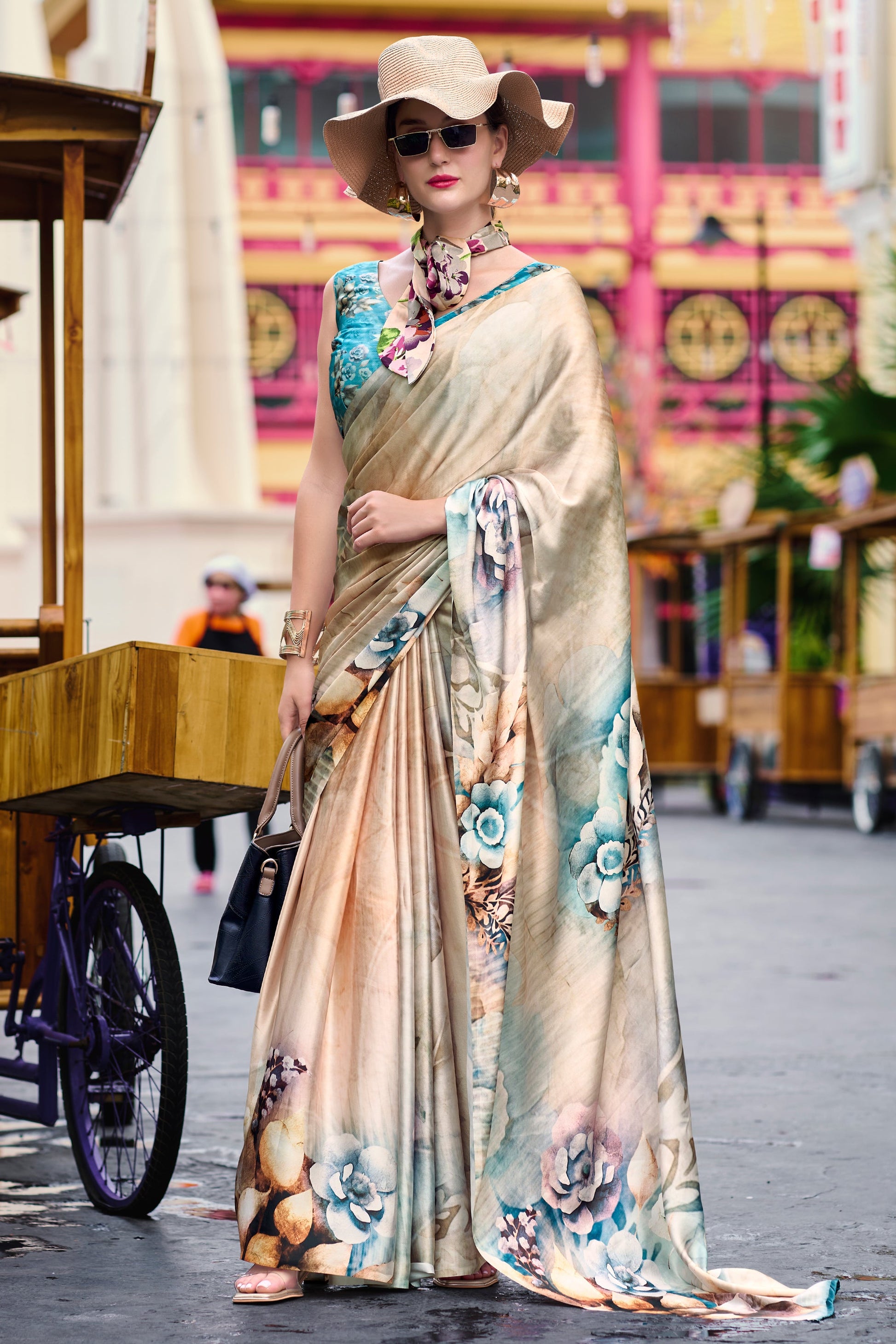Multicolor Printed Satin Crepe Saree-ZB133765_1_SareeButa.com