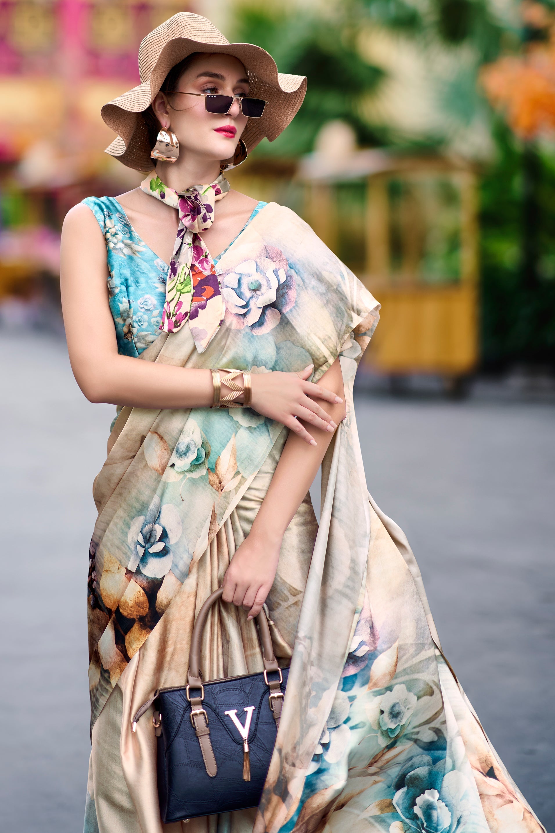 Multicolor Printed Satin Crepe Saree-ZB133765_2_SareeButa.com