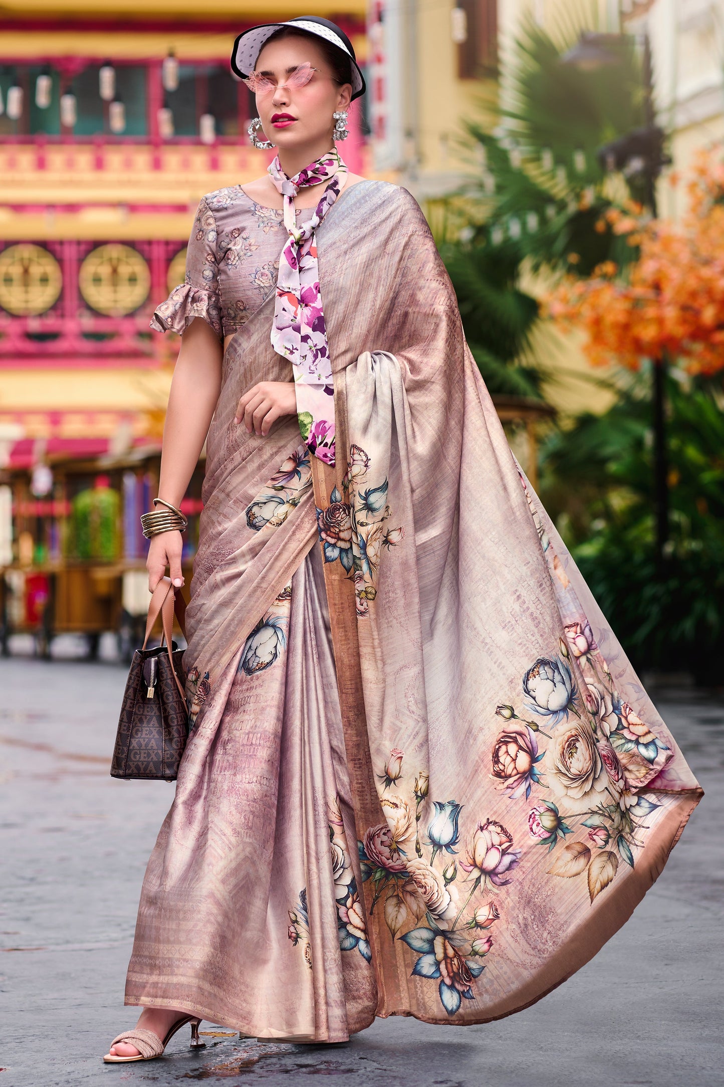 Multicolor Printed Satin Crepe Saree-ZB134005_1_SareeButa.com