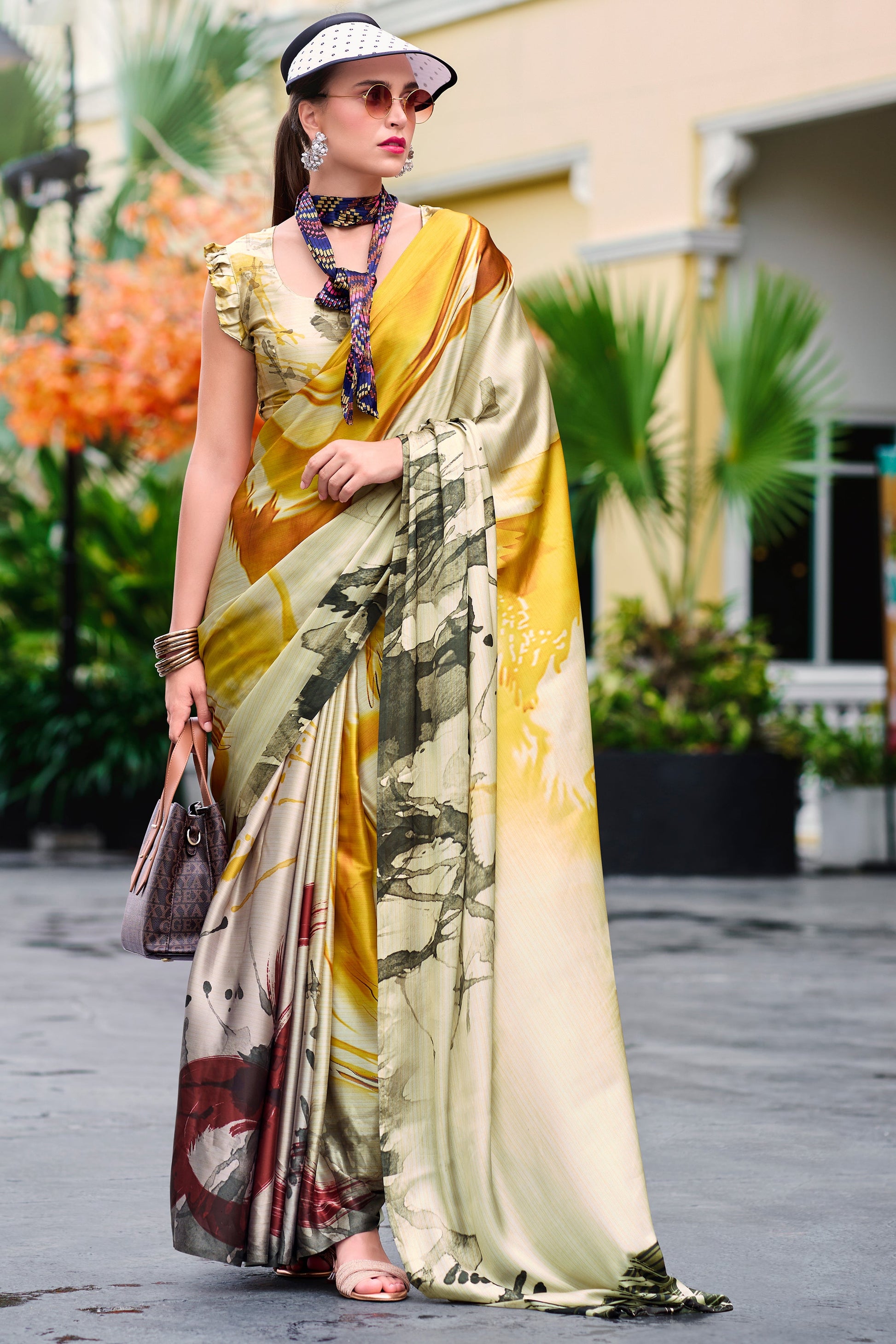 Multicolor Printed Satin Crepe Saree-ZB134010_1_SareeButa.com