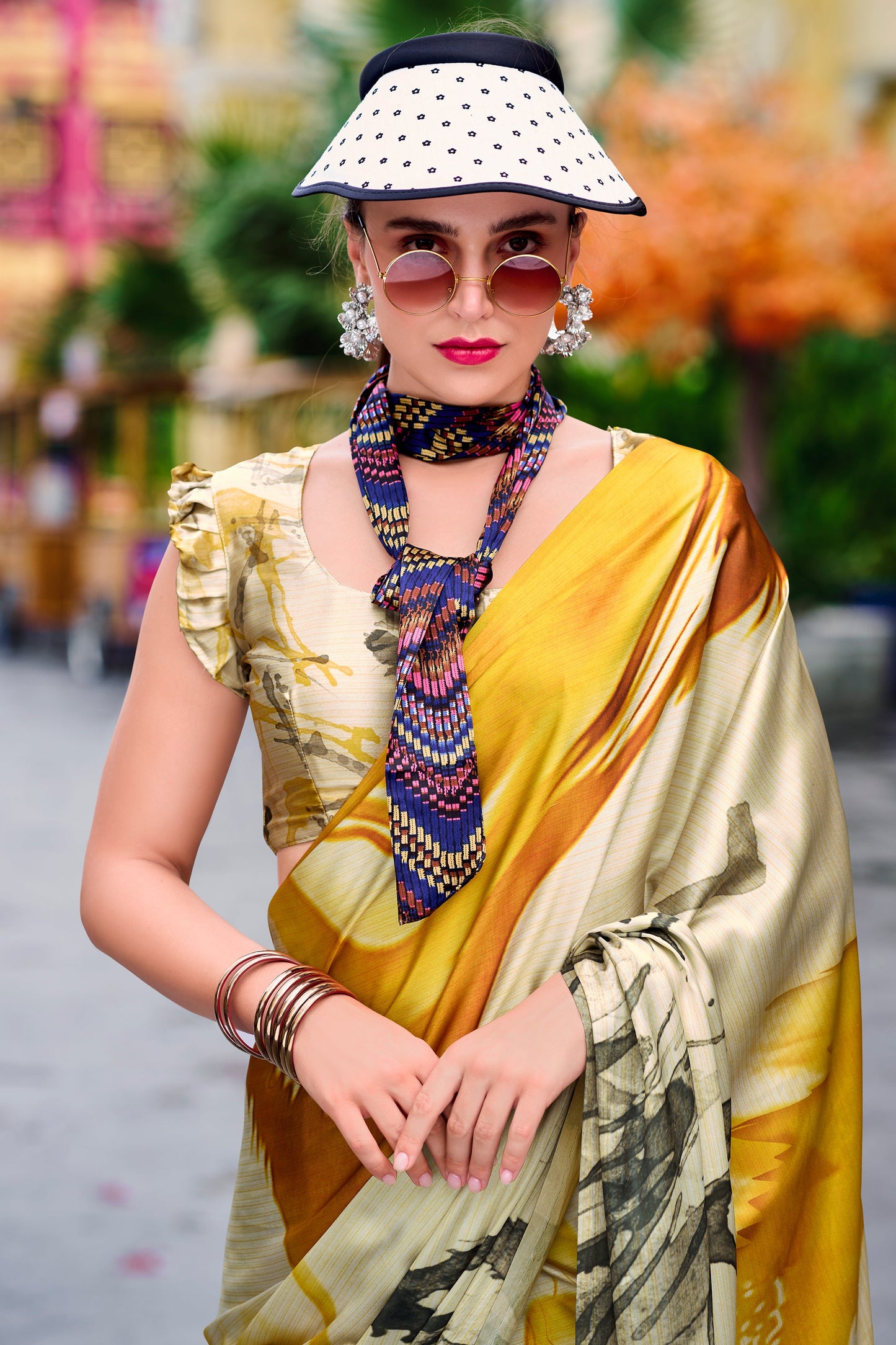 Multicolor Printed Satin Crepe Saree-ZB134010_2_SareeButa.com