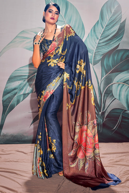 Multicolor Printed Satin Saree-ZB134391_1_SareeButa.com