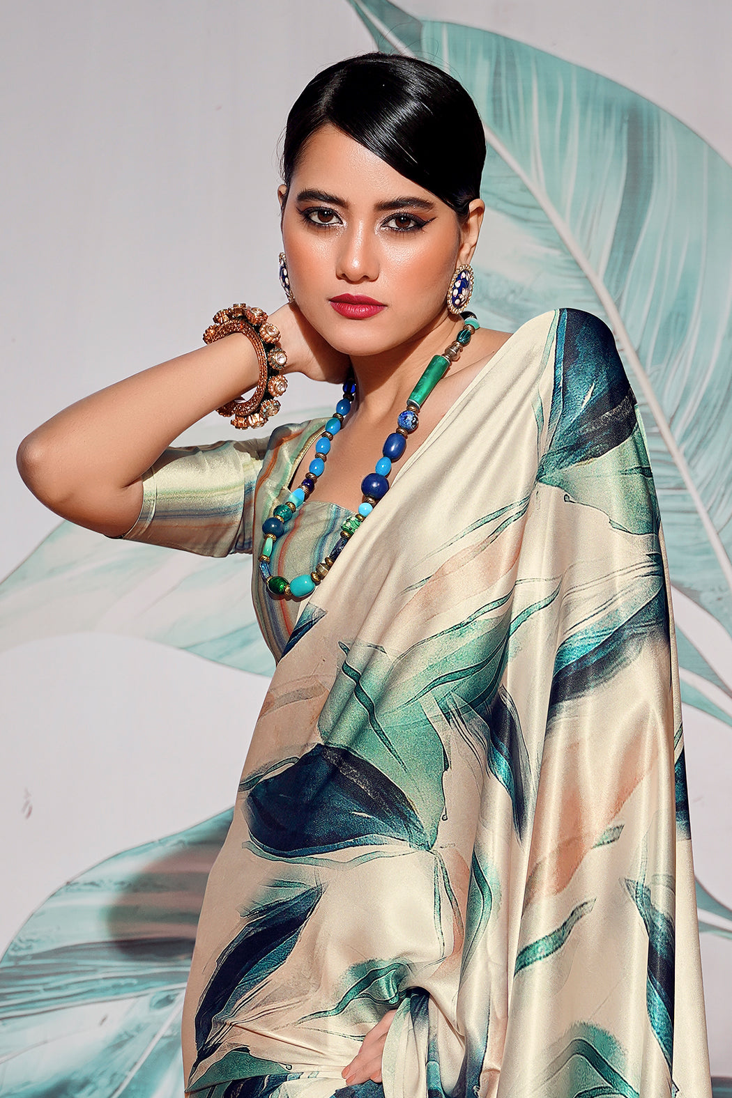 Multicolor Printed Satin Saree-ZB134392_2_SareeButa.com